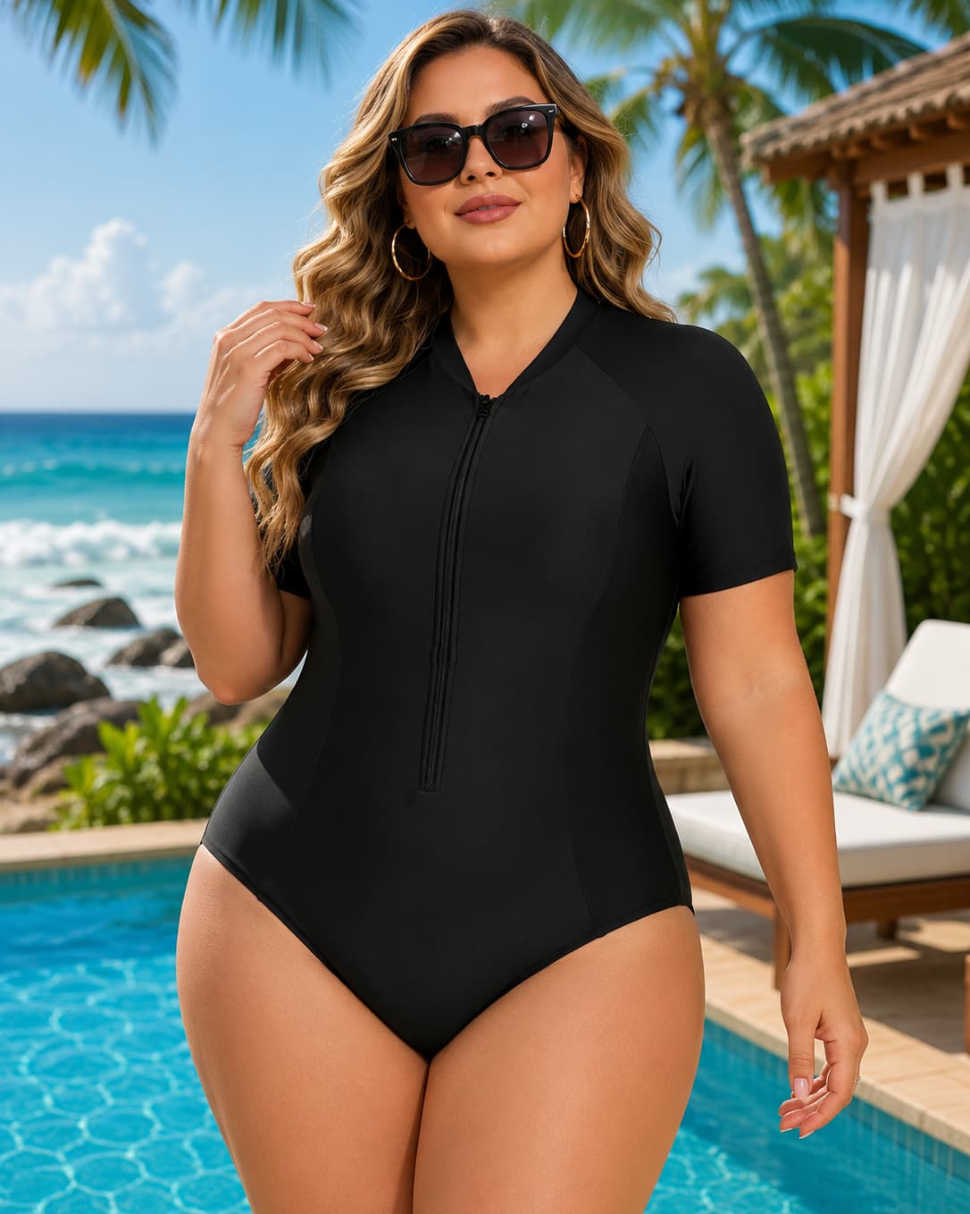 Olasia Sculpt Fit Zip Front One Piece Swimsuit